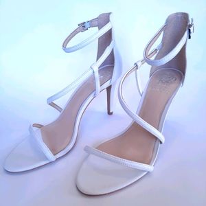 Vince Camuto white leather strappy stilettos sz 10